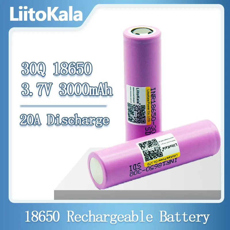 

LiitoKala 100% nuova batteria INR18650 originale 3.7V 18650 3000mAh INR18650 30Q batterie ricaricabili agli ioni di litio