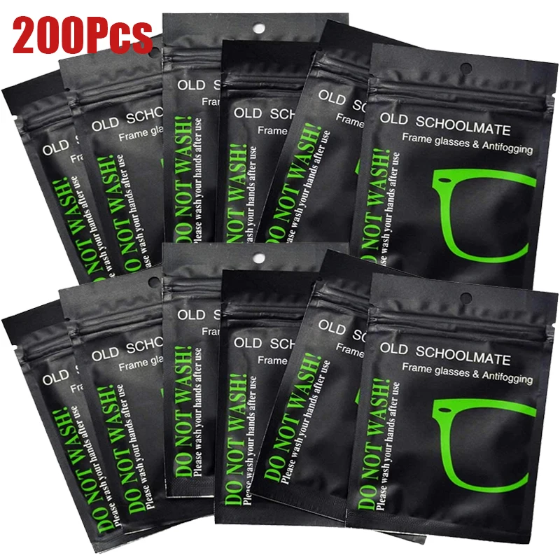 

200Pcs Reusable Anti-Fog Wipes Glasses Pre-moistened Antifog Lens Cloth Defogger Eyeglass Wipe Prevent Fogging for Glasses