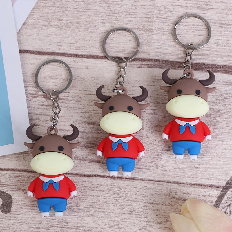 

2021 Year of the Ox Keychain Cow Doll Keychain Car Key Chain Bag Pendant Keyring