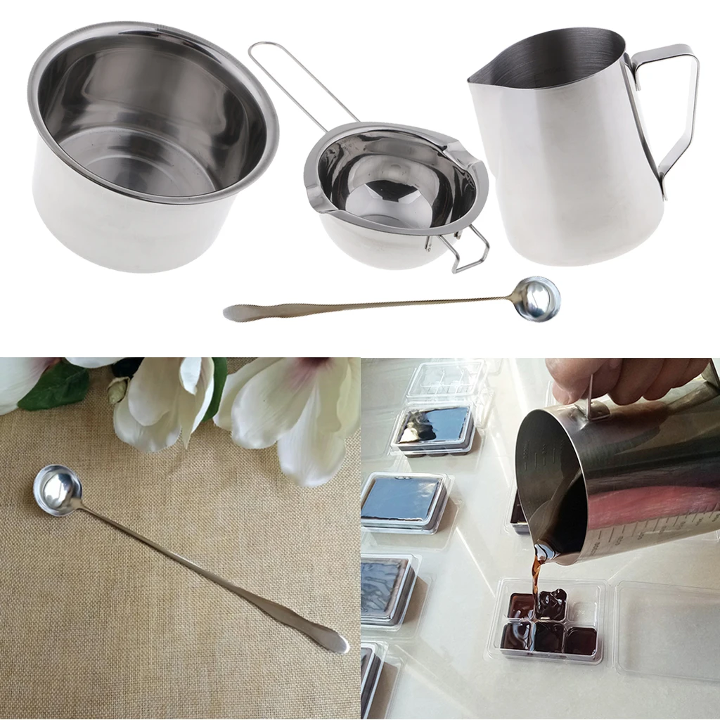 4 кратный кувшин для воска из Нержавеющей Стали Двойной бойлер и ложка DIY