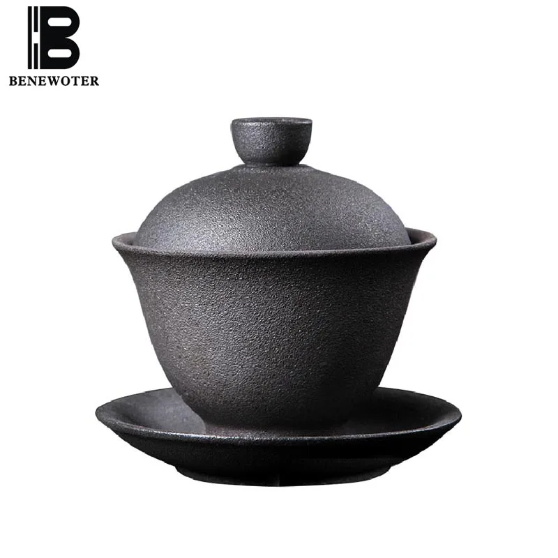 210 мл черный дзен японский стиль керамическая грубая керамика Gaiwan чайный набор