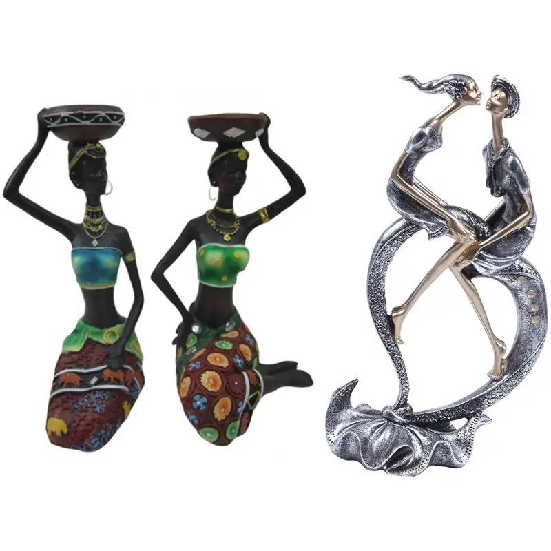 

1 шт. Статуэтка для влюбленных Kiss Couple, украшение для дома и 1 пара домашних африканских женских статуэток, подсвечник