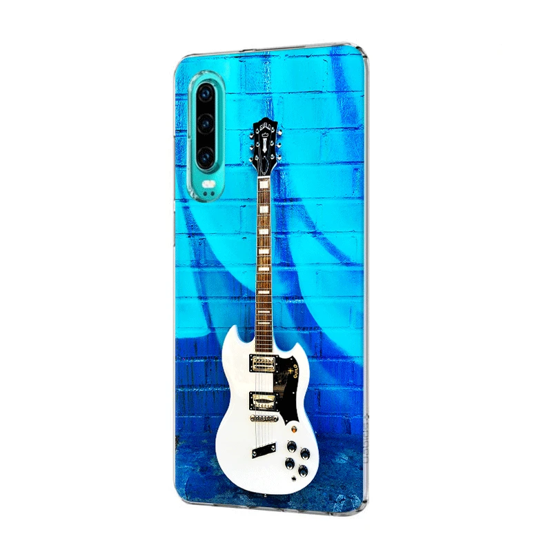 Mobile Phone Case For Huawei P30 P20 P10 P9 P8 P Sart Z Lite Pro Hard Cover Guitar Blue Music Note Electric Bass | Мобильные