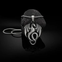 trendy zodiac silver dragon pure tin pendant necklaces for man titanium steel long jewelry on the neck mens chain necklace