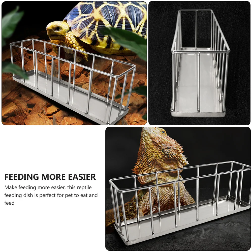 

Reptile Feeder Dish Dragon Beard Turtle Stainless Steel Feeder Food Container
