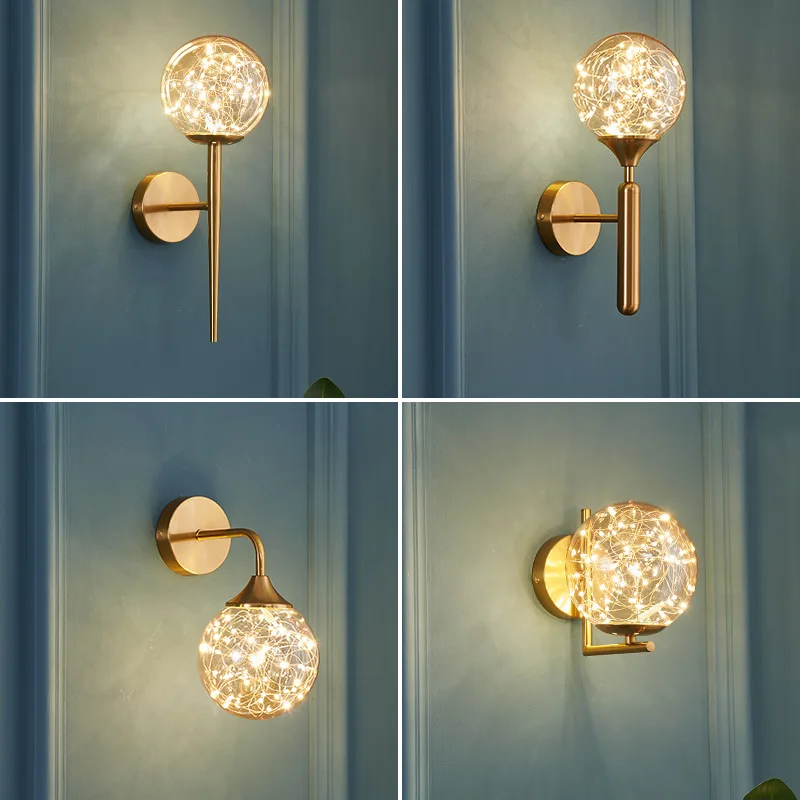 

Металлическая и стеклянная звезда, 8 Вт, настенный светильник для спальни, кабинета, коридора светодиодный светодиодными бусинами, комнатно...