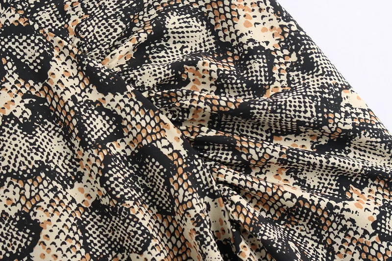 Винтажное женское платье весна 2020 новая мода животный принт змеи длинный рукав