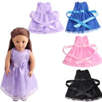 18 inch american doll girls princess lace evening dress newborn clothes baby toys accessories fit 40 43 cm boy dolls gift c130