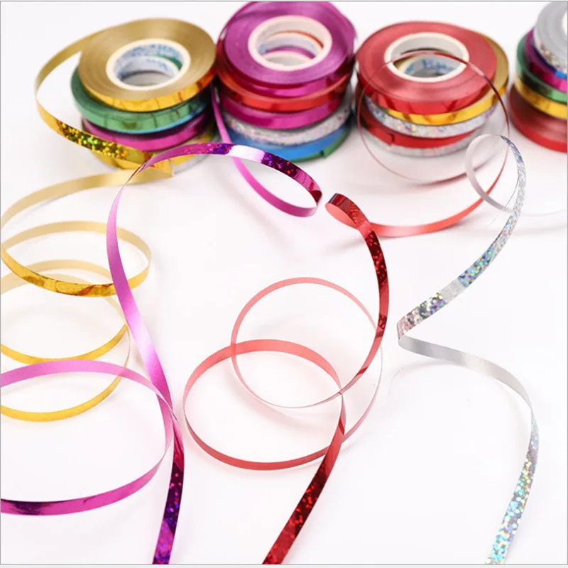 

5pcs/lot 5mm*10m laser Balloons Ribbon Multicolor Curling Ribbon Tapes for Birthday Party Wedding Decoration Party Supplies