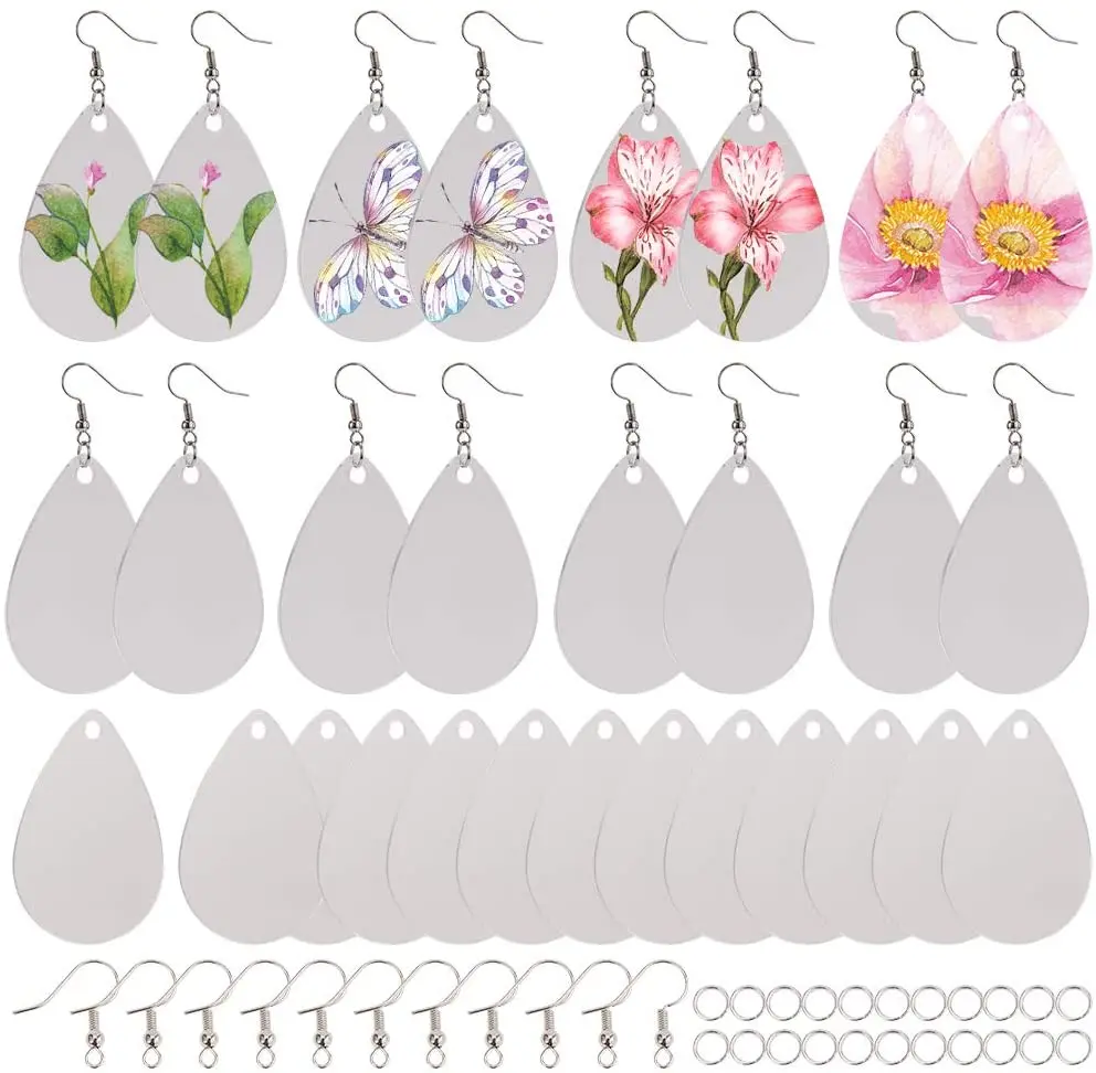 

Earring Making Kit 50 Pieces of Transparent Teardrop Pendant Earring Hook Open Jumping Ring DIY Earring Crafts