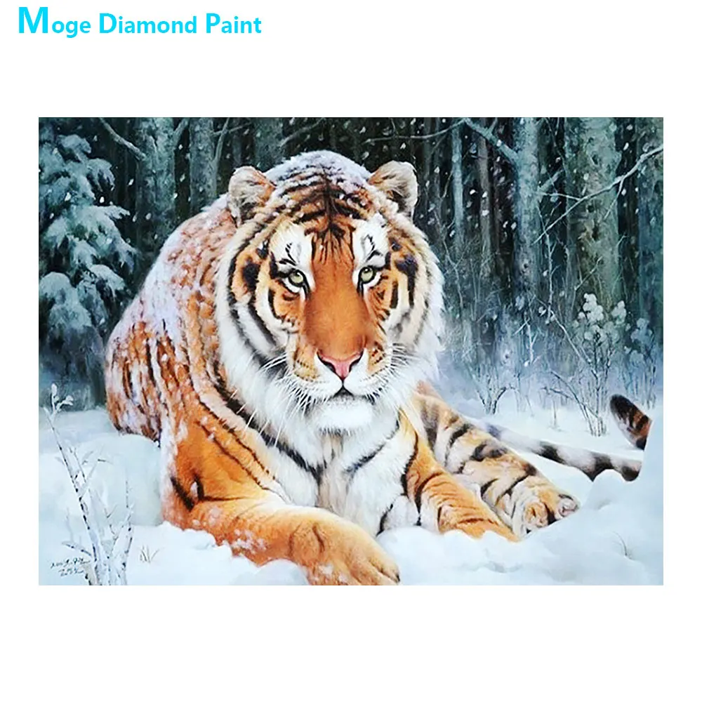 

Snow Forest Tiger Diamond Painting Round Full Drill Nouveaute DIY Mosaic Embroidery 5D Cross Stitch Animal Pattern