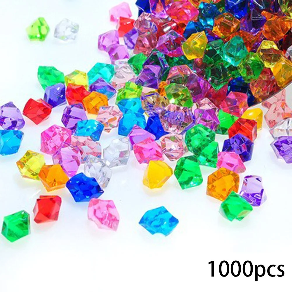 

1000pcs 11*14MM Mixed Color Acrylic Ice Rock Crystal Stones Transparent Aquarium *Suitable For Vases/fish Tank Decoration