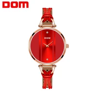 dom women watches top brand luxury fashionable simple ladies watch leather quartz wristwatch