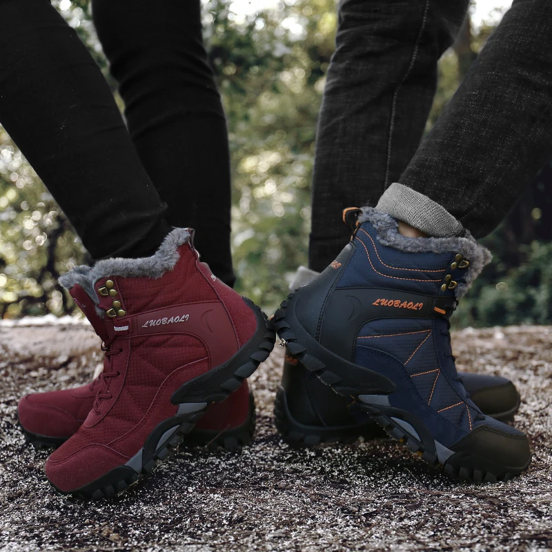 

Fashion new Mens Winter Boots Unisex Anti-Skidding Leather Shoes Short Plush Snow Boots Winter comfortable Walking Shoes 36-47