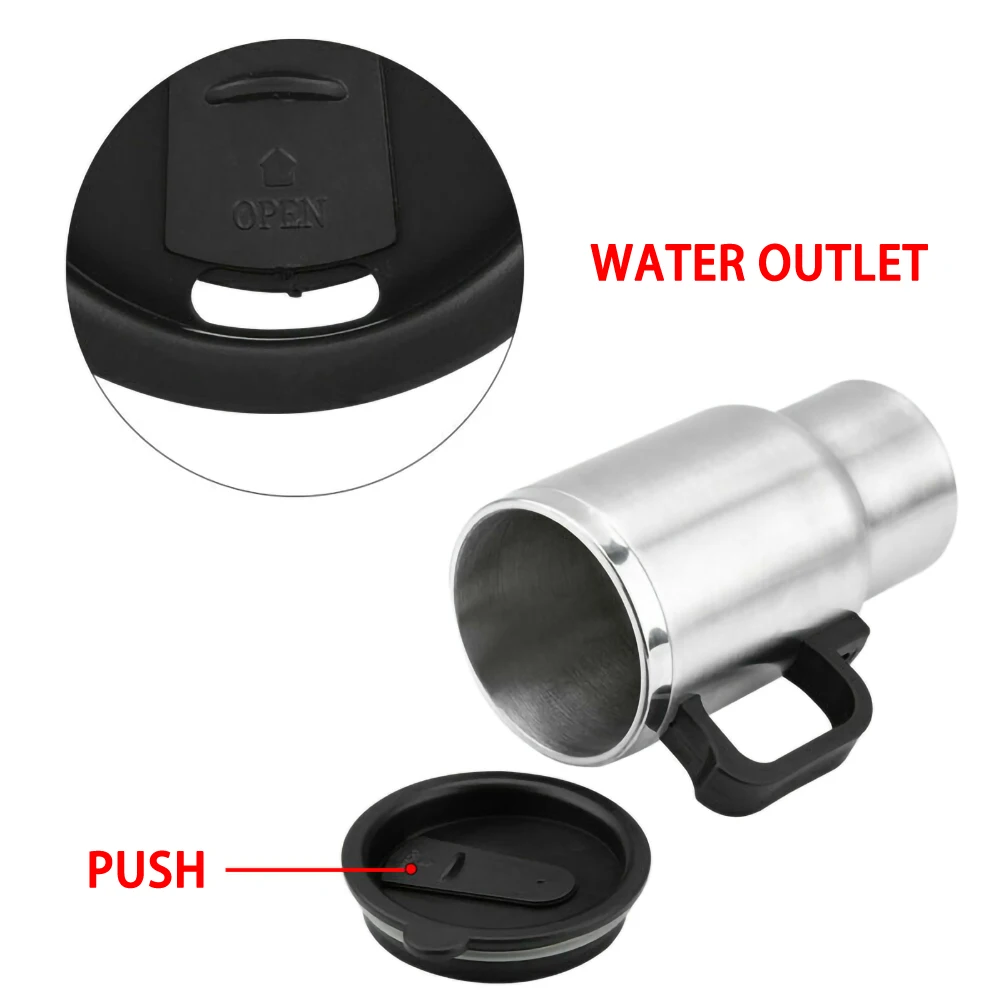 

500ml 12V Car Based Heating Stainless Steel Electric Cup Kettle Camping Travel Trip Coffee Tea Water Heated Mug Boiling