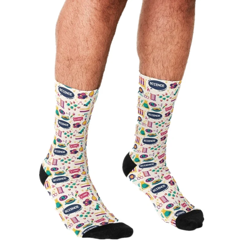 

2021 funny Socks Men harajuku Science Studies Socks Printed Happy hip hop Men Socks Novelty Skateboard Crew Casual Crazy Socks