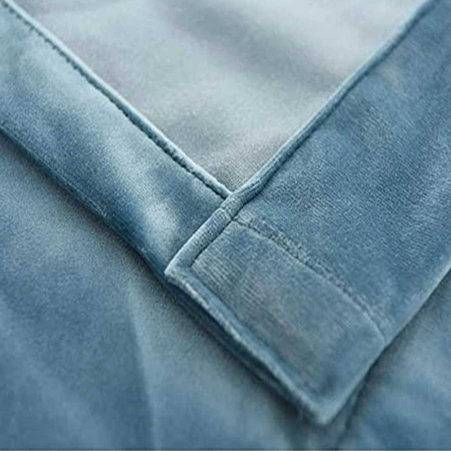 

Physical Shading Thick Blue Velvet Curtain for Living Room Pure Color Luxury Simple Soft Room Darkening Cloth Fabric MY244-50