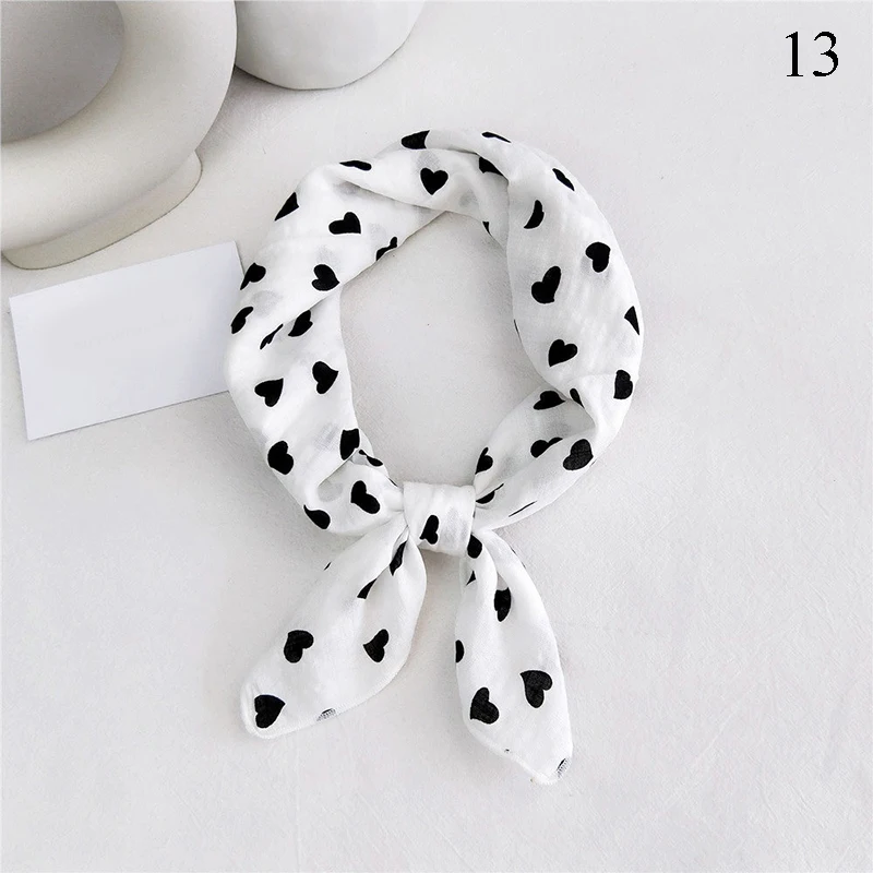 Женский квадратный шарф из хлопка и льна с принтом в виде сердца |