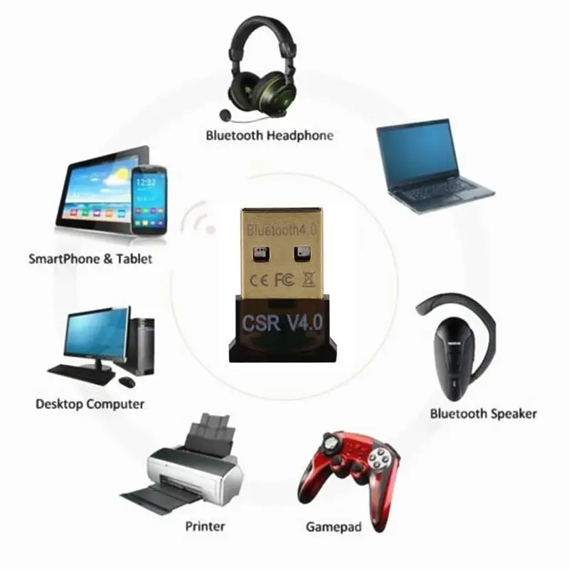New Mini USB Bluetooth Adapter CSR Dual Mode Receiver for Windows 10/8/7/XP V4.0 |