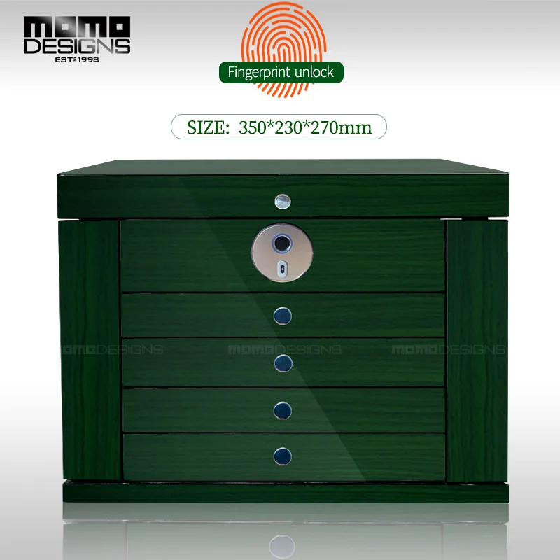 Деревянная коробка для драгоценностей разблокировка по отпечатку пальца