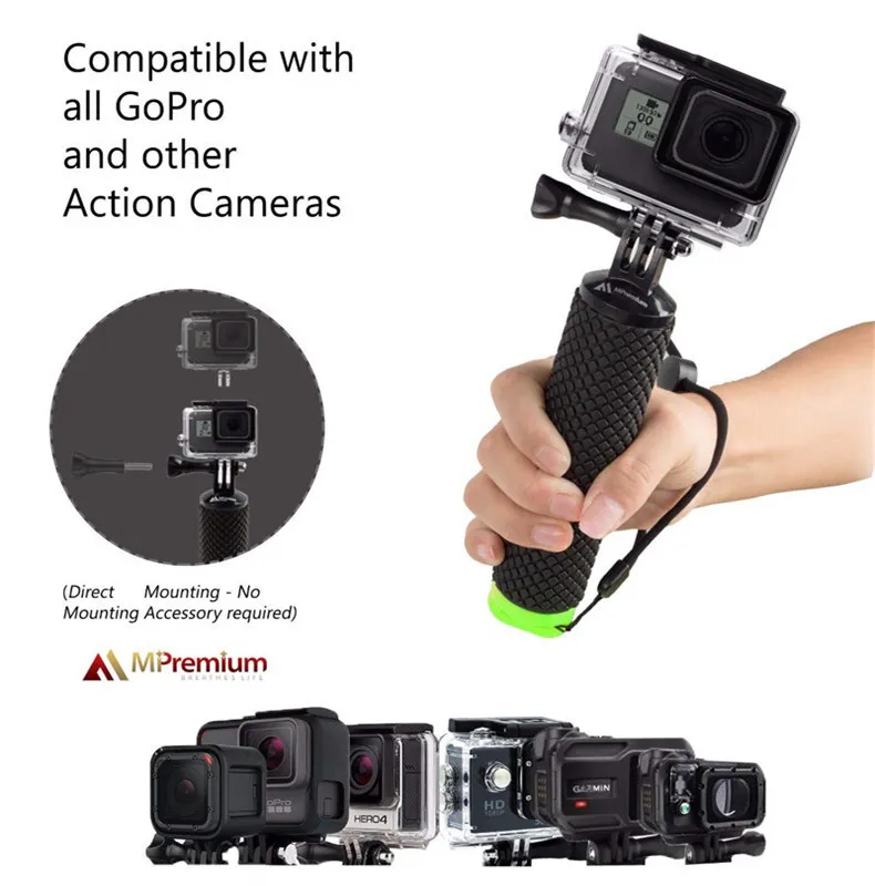 Водонепроницаемый плавающий ручной захват для Gopro Hero 7 6 5 Xiaomi комплект экшн-камеры с наручным карабин с ремешком для водная Спортивная камера