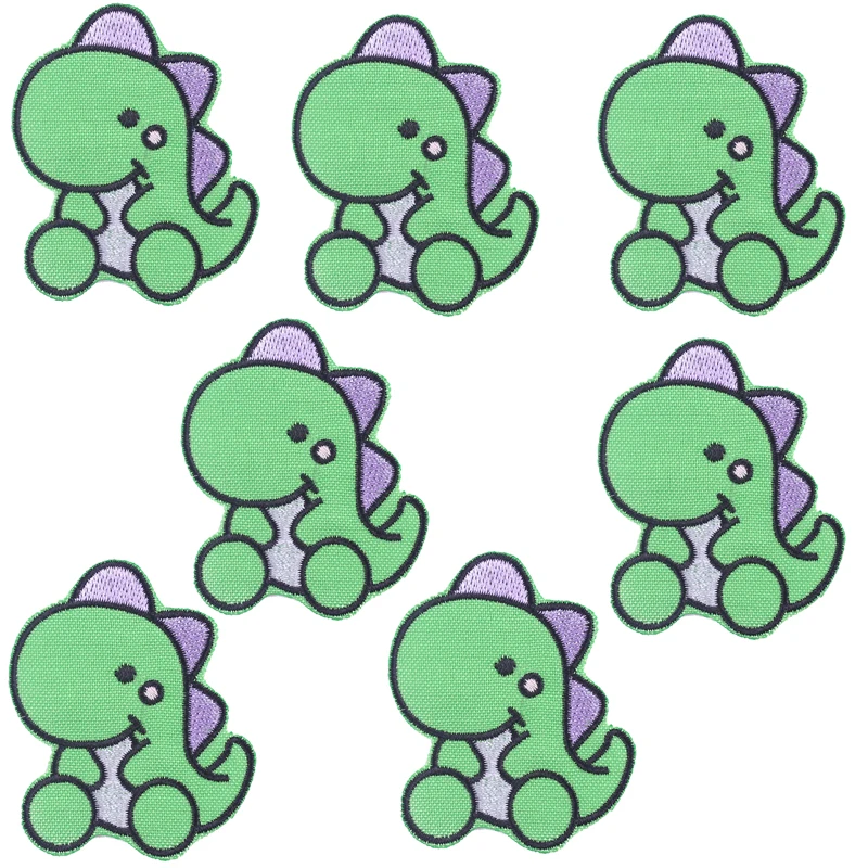 Искусственная зеленая нашивка с динозавром Мультяшные вышитые нашивки для