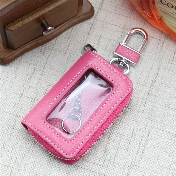 Open sunroof leather car key bag cowhide ring lychee pattern household for men and women | Багаж и сумки