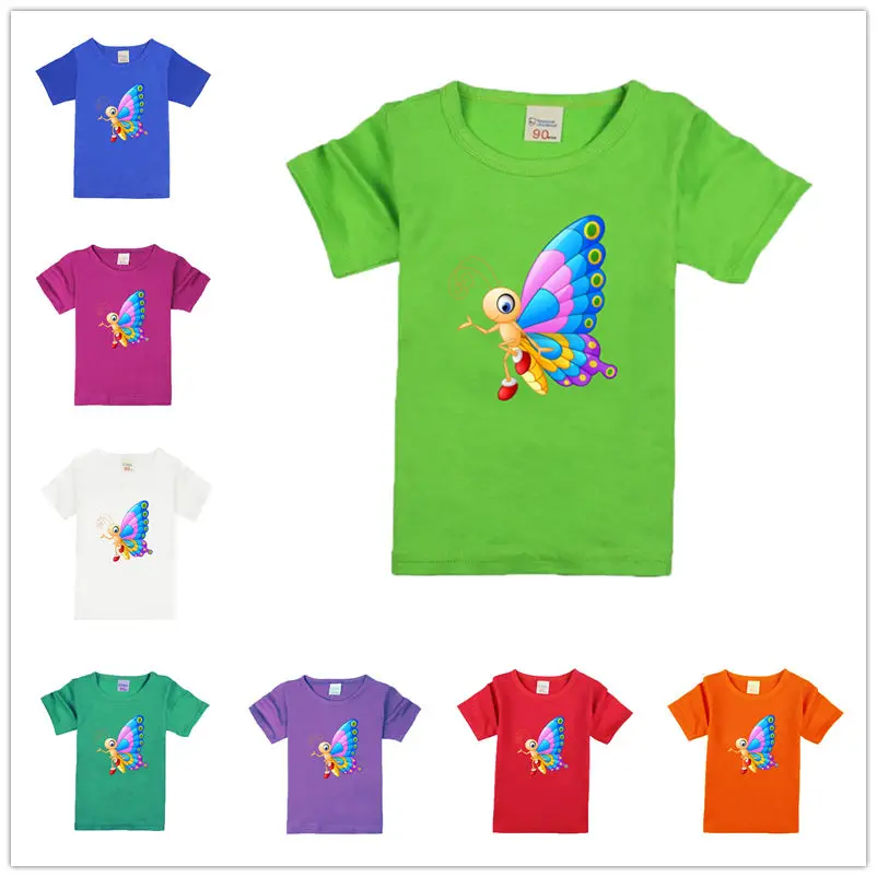 

2021 Summer T-shirt Color Casual T shirts Cartoon Baby 3D butterfly Boys t shirt Fashion Breathable Kids Clothes shirts