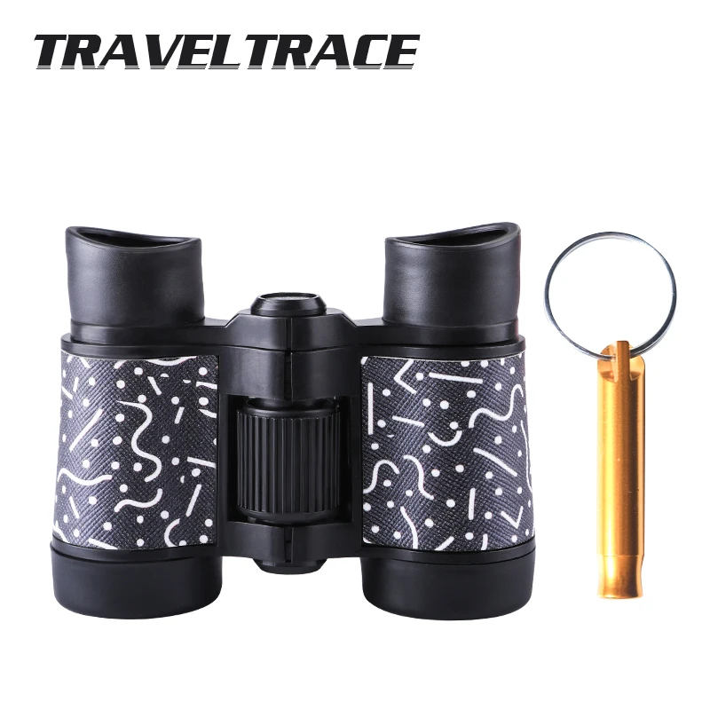 Black with Whistlin Портативный 4x30 пластиковый детский цветной бинокль телескоп для детей игры на открытом воздухе игрушки компактный с бесплатным подарком - Цвет: Black with Whistlin