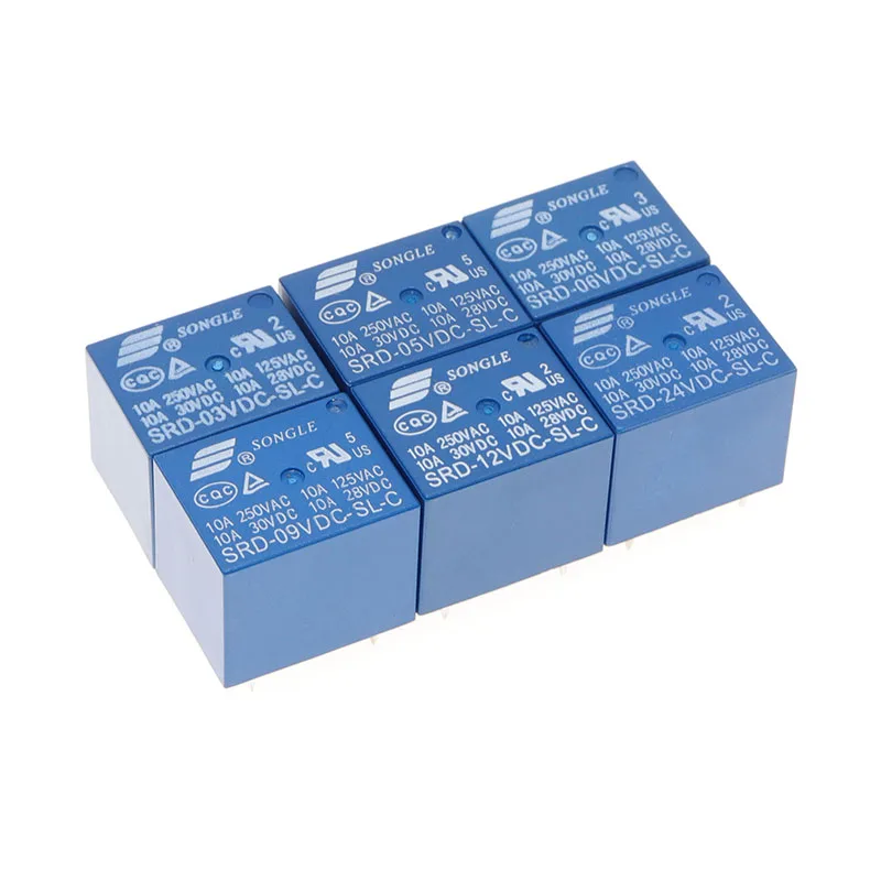 5 шт. реле SRD 05VDC SL C 12VDC 24VDC контактный разъем постоянного тока 3V 5V 6V 9V 12V 24V 48V 10A 250VAC 5PIN