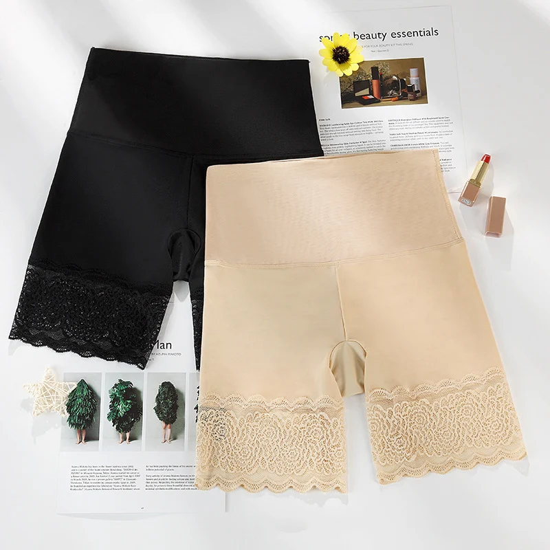 Антинатирающие шелковые кружевные трусики с высокой талией и эффектом