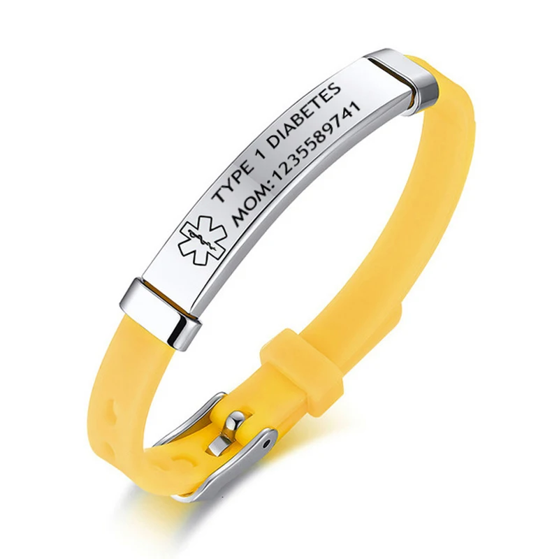 

New Personalize Kids Jewelry Custom Engraving Medical Alert ID Bracelets for Boy Girls Child Silicone Adjustable ICE SOS Bangles