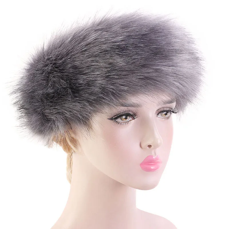 Зимняя Теплая повязка из искусственного меха плюшевые наушники имитация лисьего