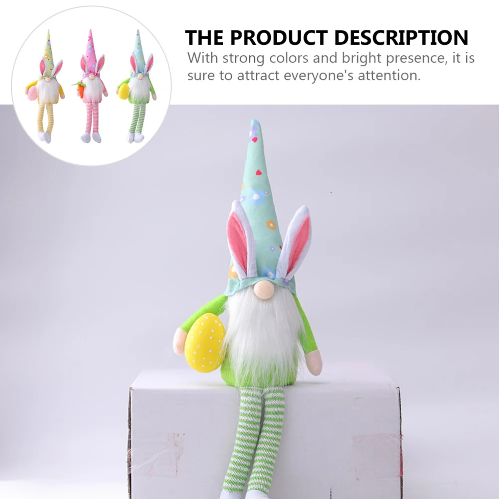 

3pcs Lovely Easter Bunny Gnomes Decor Swedish Tomte Elf Dwarf Home Ornaments