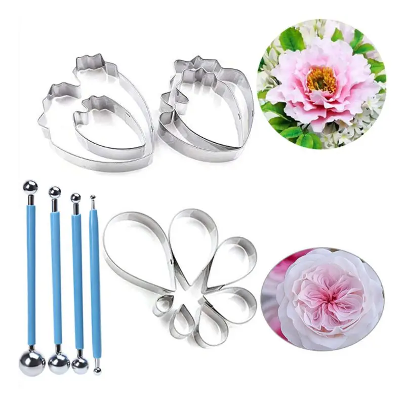 

7 Pcs Rose Petal Cutter and 4 Pcs Herbaceous Peony Cutter 4 Pcs Metal Ball 124E
