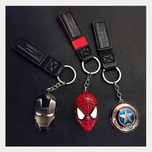 Disney Marvel Avengers Keychains Cartoon Iron Man Captain America Spiderman Car Key Children's Bag Pendant KeyRing Gift