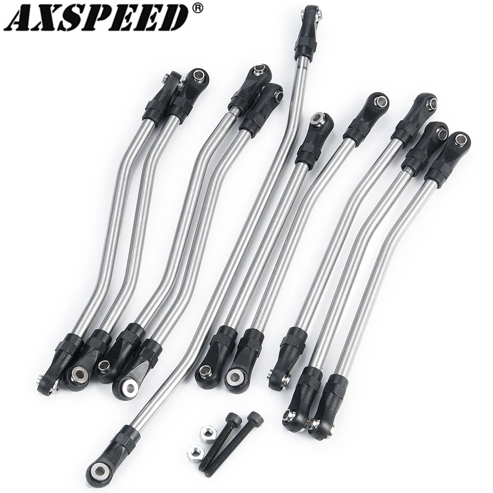 AXSPEED 10PCS Stainless Steel Link Rod Linkage Unassembled Kit with Rod End for 1/10 Axial Wraith 90018 RC Crawler Car Parts
