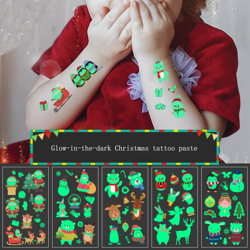 Новые светящиеся в темноте рождественские наклейки kawaii 2019 для детей крутые