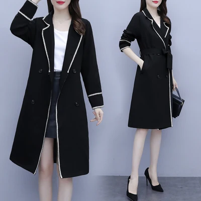

Lapel Windbreaker With Lining Double Breasted Overcoat Women Casaco Feminino Overcoat Plus Size Trench Coat Belt Female Clothes