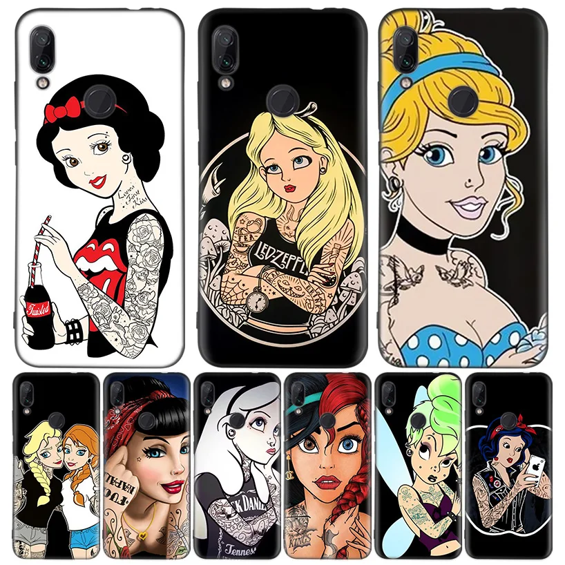 Tattoo girl princess Black Cover Phone Case for Xiaomi Redmi Note 8 7 7S 7A 6 S2 GO K20 Pro 6A Mi 6X 5X A1 CC 9 8 Coque