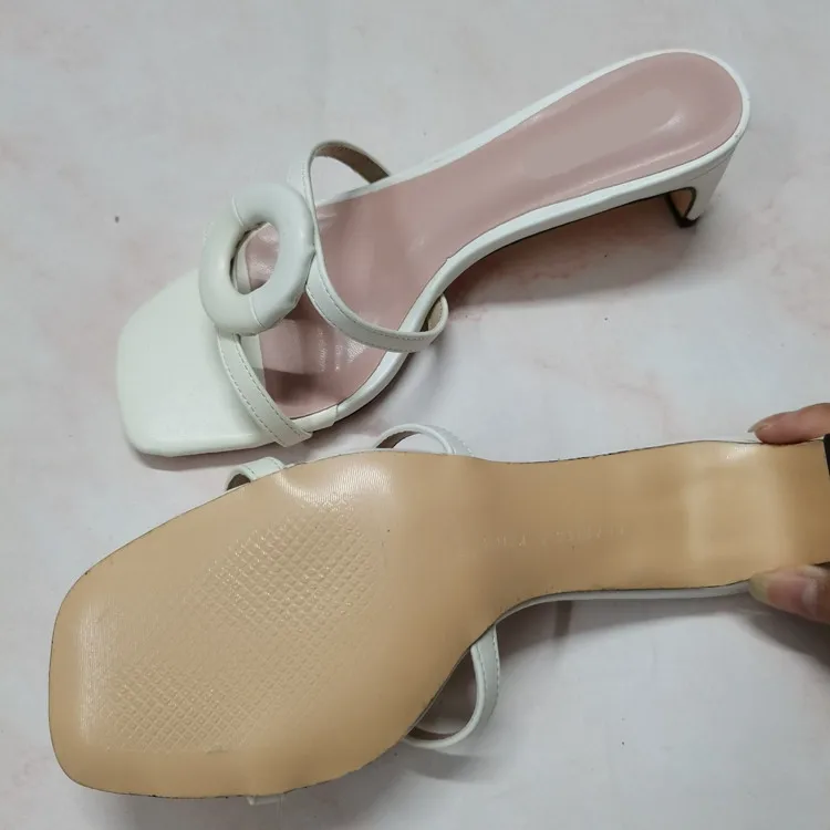 

Slippers Casual Shoes Slides Shallow Square heel Med Slipers Women Luxury Block 2021 Hoof Heels Basic Fashion PU Sexy Rubber