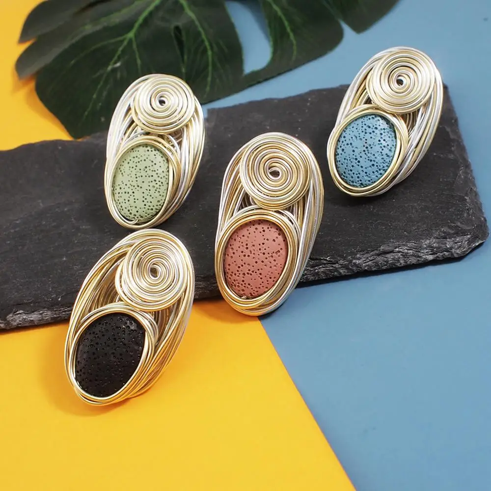 Женское кольцо ручной работы в богемном стиле MANILAI золотистое с спиральными