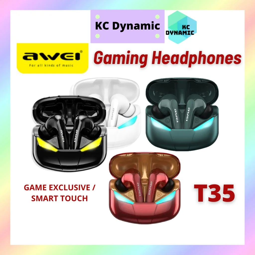 

Беспроводные Игровые наушники Awei T35 TWS с Bluetooth 5,0, игровая стереогарнитура с низкой задержкой, настоящая Беспроводная Bluetooth-гарнитура