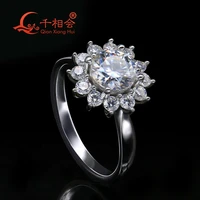 14k or 18k gold 1ct 6 5mm white moissanite sun flower luxury ring anniversary ring for womens engagement ring band