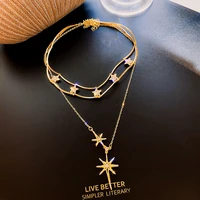 fyuan shine star choker necklaces for women clavicular chain pendant necklaces weddings jewelry party gifts