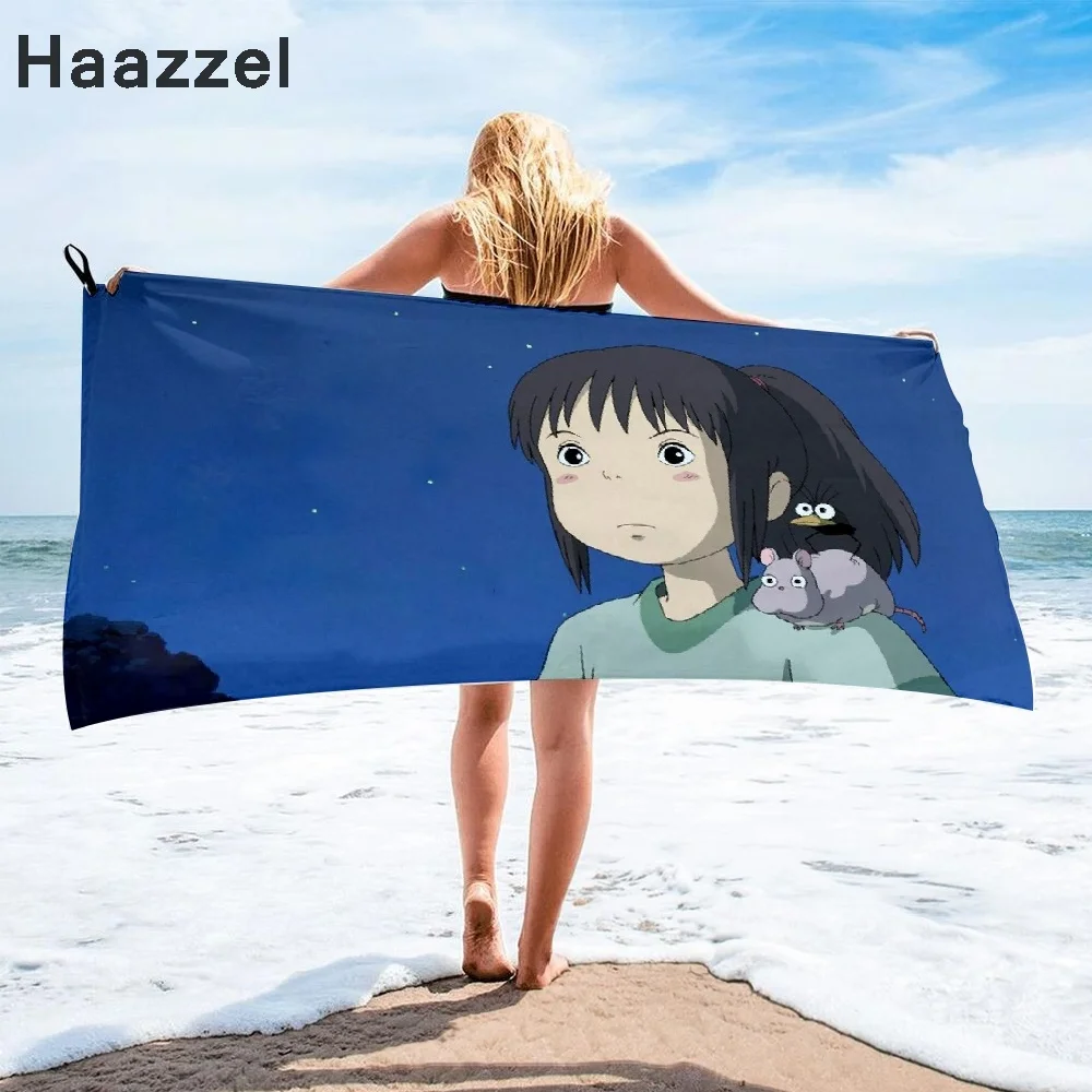 Банное полотенце из микрофибры с рисунком аниме пляжное женская шелковая