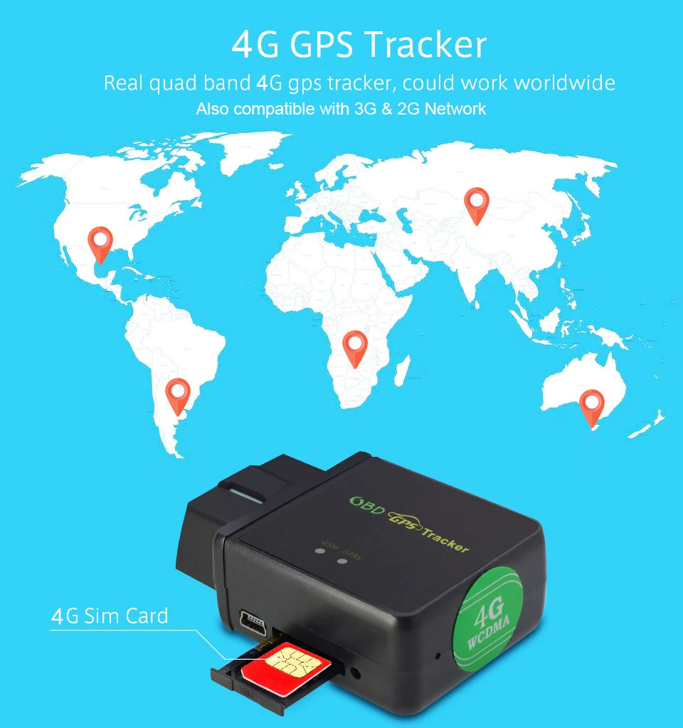 Универсальный OBD2 4G 3g трекер gps автомобильный для всех автомобилей OBD Google карта слежения удаленно голосовой монитор гео забор вибрационное оповещение