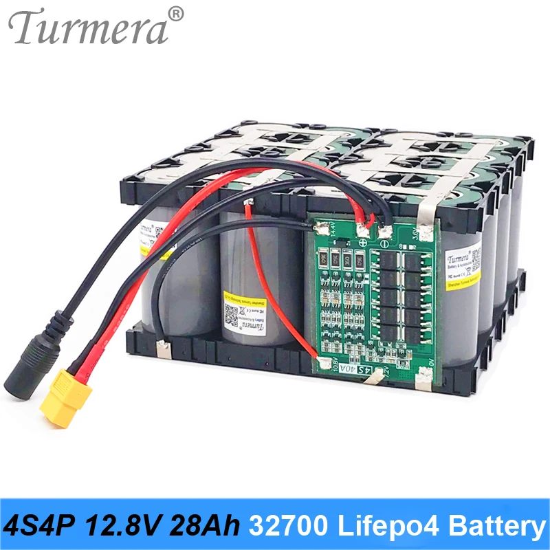 Аккумуляторная батарея Turmera 32700 Lifepo4 4S4P 12 8 В 28 Ач с 4S 40 А сбалансированная BMS для