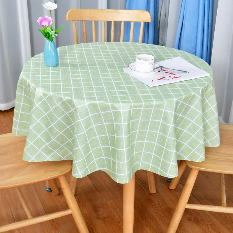 

Round table tablecloth waterproof, anti scalding and non washing simple round household tablecloth PVC European girl heart table