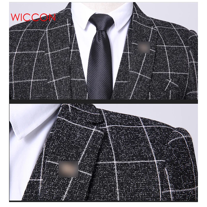 

Jackets + Vest + Pants 2021 Men's Groom Wedding Dress Plaid Formal Suits Set Men Fashion Casual Business Suit Three-piece